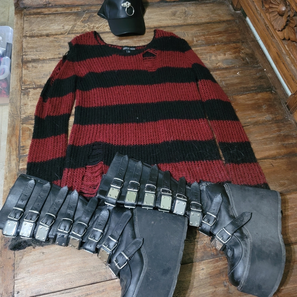 Current mood distressed knit sweater